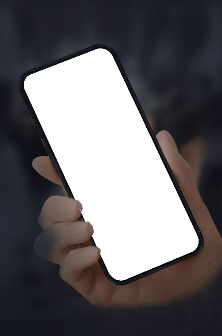 A hand holding a phone with a sample screen of the Venti app Dashboard, LIVE CHAT ringed.